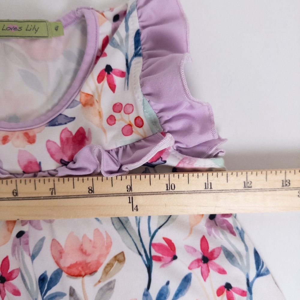 Millie Loves Lily Floral‎ Ruffle Top Girls 4 Multicolor Watercolor Sleeveless - Picture 6 of 6
